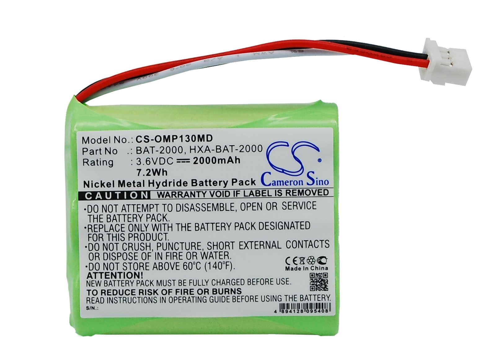 2000mAh Battery for OMRON HBP-1300,HBP-1300 blood pressure monito;PN:BAT-2000