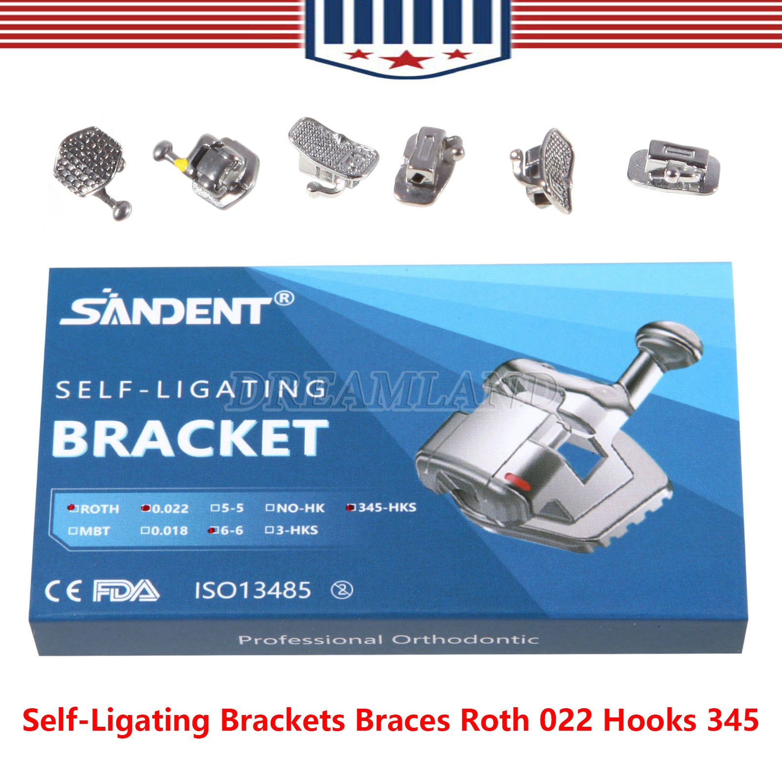 Dental Orthodontic Self-Ligating Brackets Braces Roth 022 Hooks 345&Buccal Tubes