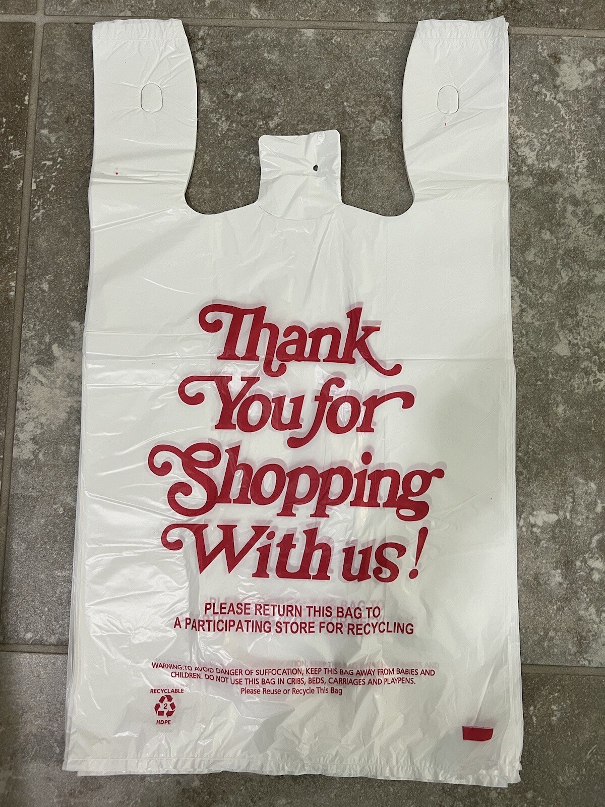 THANK YOU T-Shirt Bags 11.5″ x 6.5″ x 21″ White Plastic Shopping bag 50 – 1000