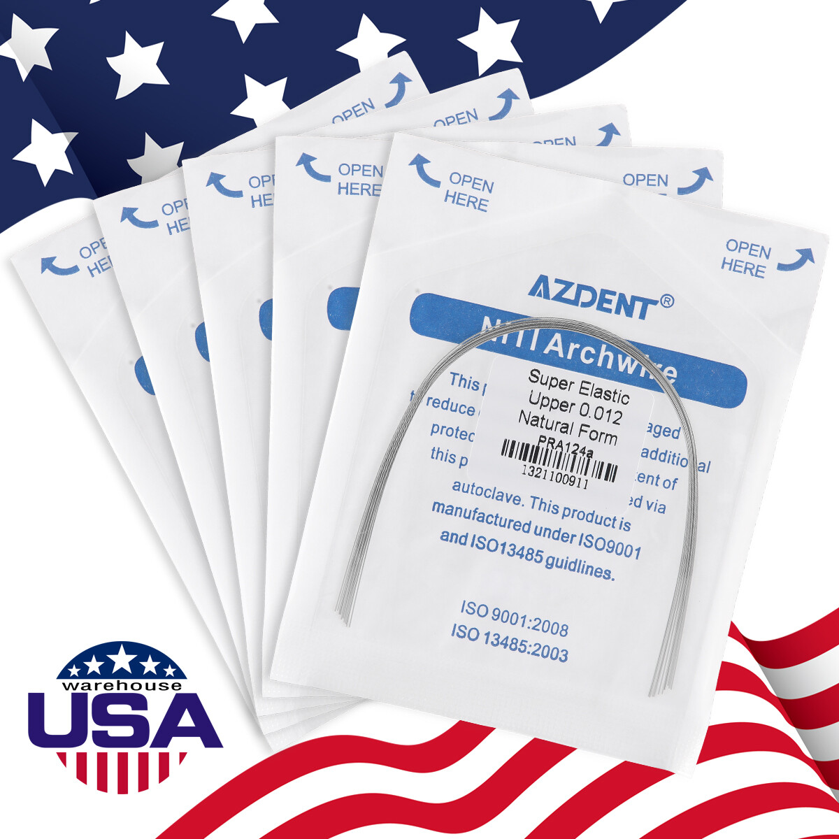 10PCS AZDENT Dental Orthodontic Super Elastic Niti Round Arch Wire Nature Form