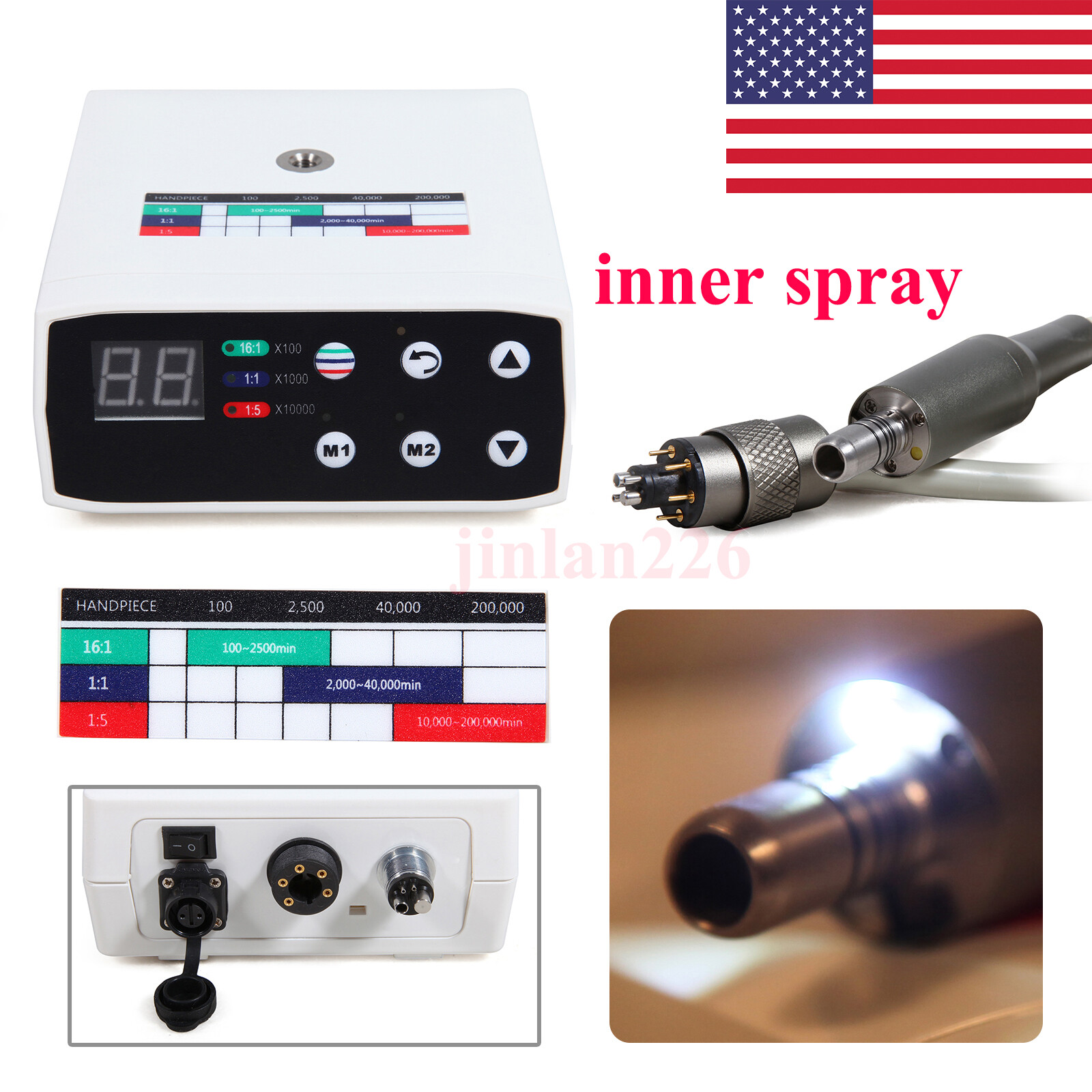 NSK Style Dental Brushless LED Electric Micro Motor 1:5 Increasing Handpiece OEM