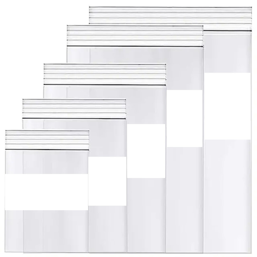 Writable WHITE BLOCK HEAVY DUTY 4Mil Clear Zip Seal Bags Reclosable Top Plastic