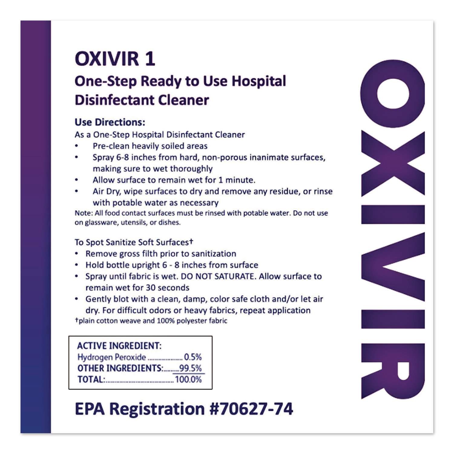 12- Diversey Oxivir Tb Wipes 7″x8″ (17.8×20.3cm) 60ct One-Step 60s Disinfectant