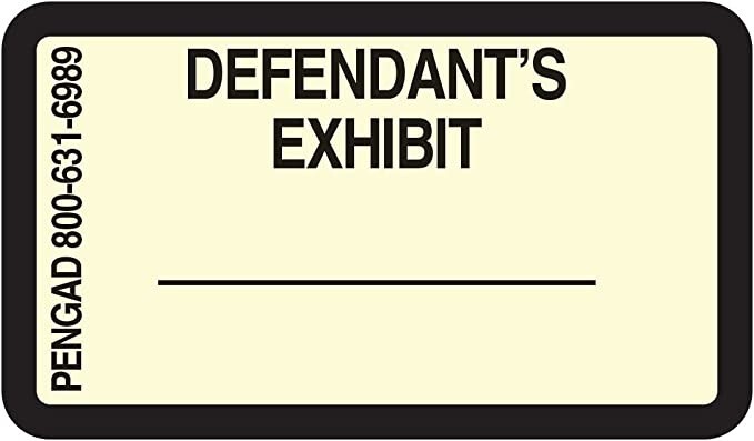 DEFENDANT’S EXHIBIT, 7/8 X 1-1/2 inches, 240 labels per pack , Light Yellow