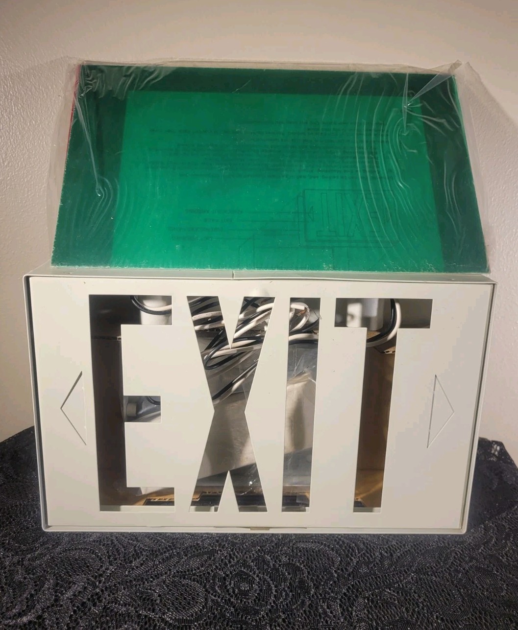 Vtg Commercial Metal Wall Ceiling End Pendant Mount EXIT Sign Light Hard Wired