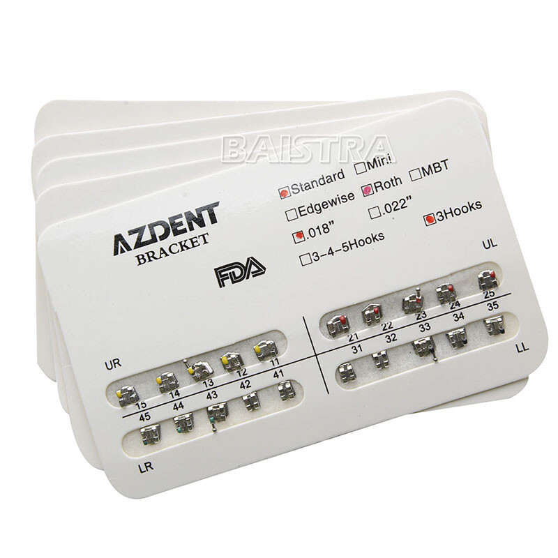 10X AZDENTDental Orthodontics Metal Bracket Braces Standard Roth.022 Hooks 345
