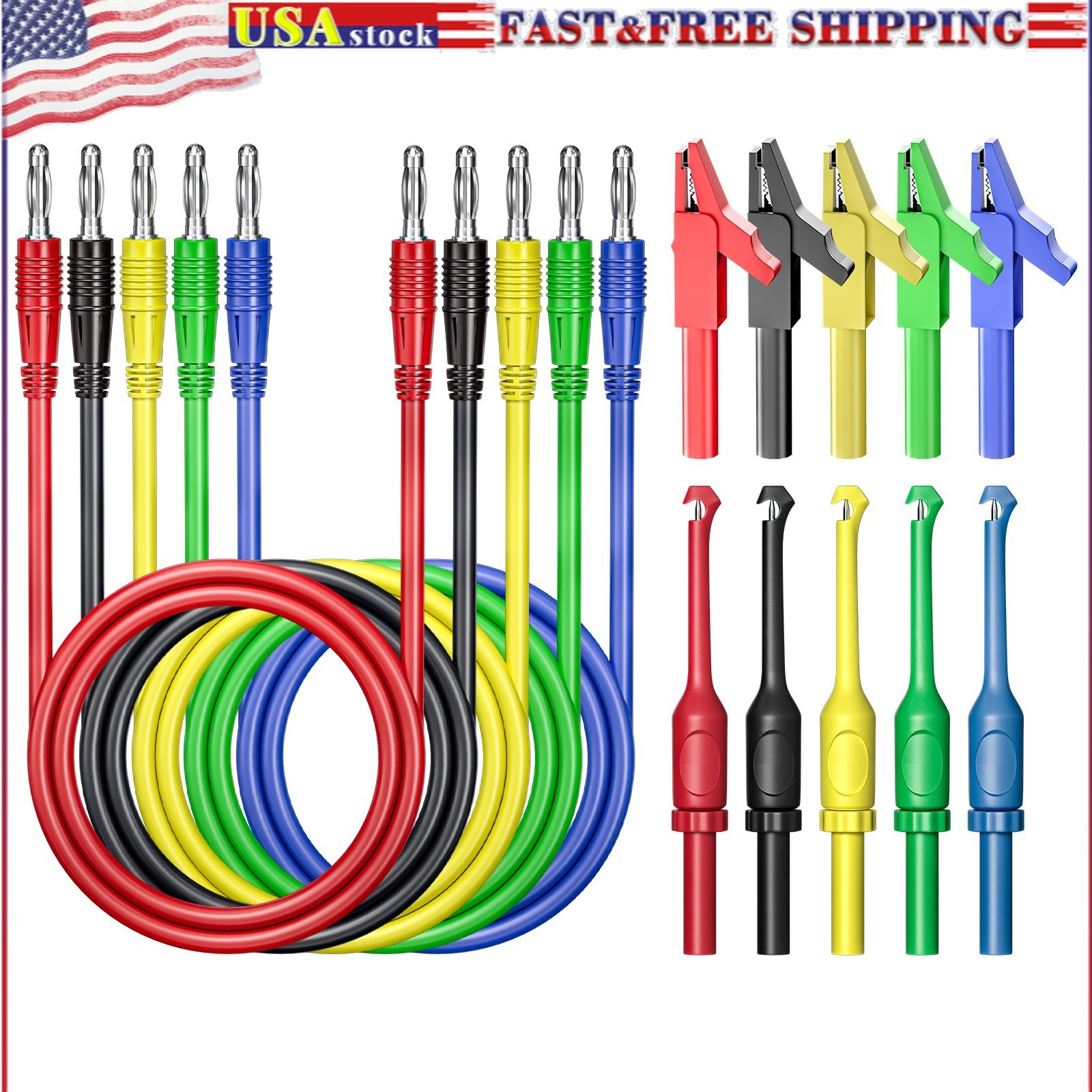 4mm Banana Plug Test Lead Kit with Alligator Clip Insulation Wire Piercing Probe