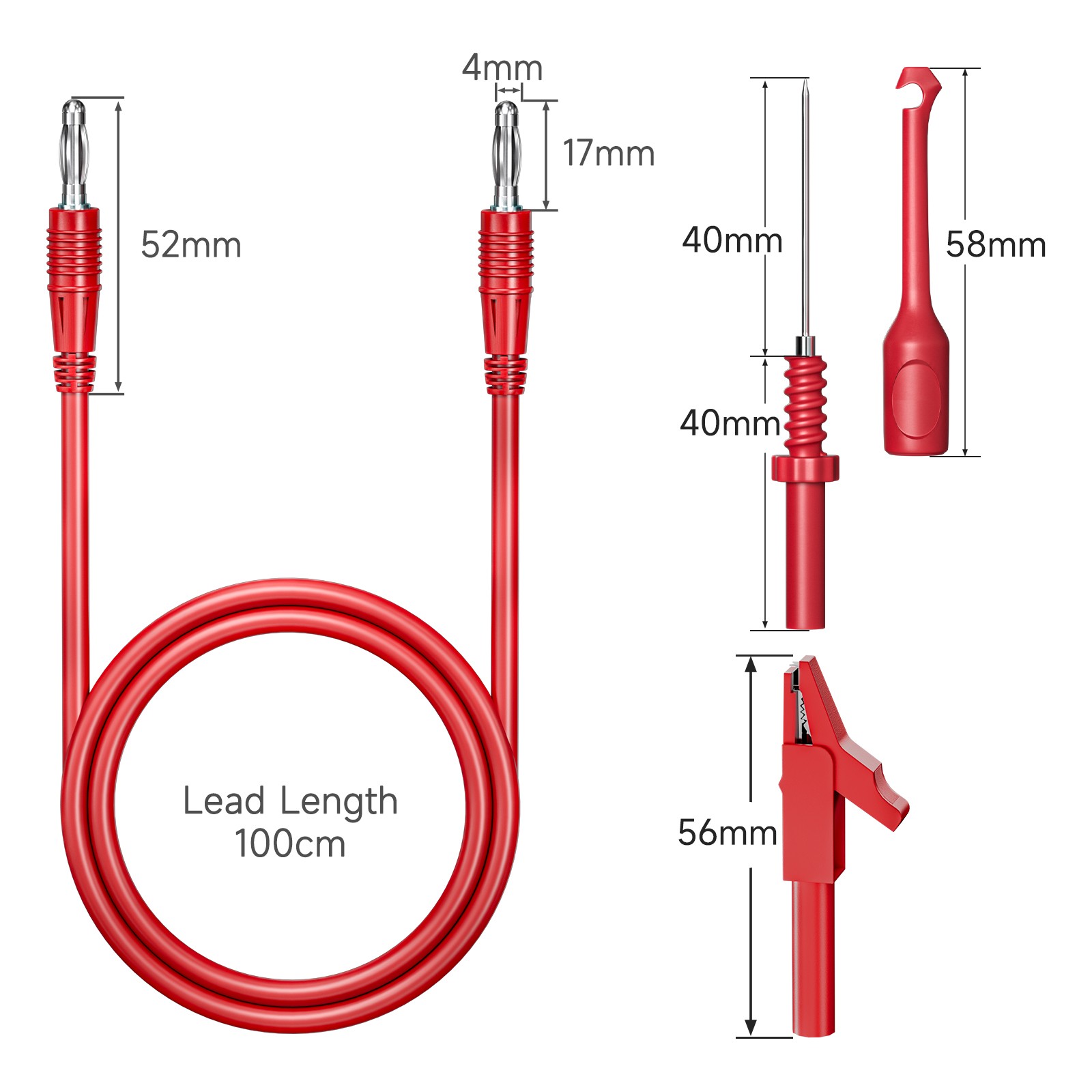 4mm Banana Plug Test Lead Kit with Alligator Clip Insulation Wire Piercing Probe
