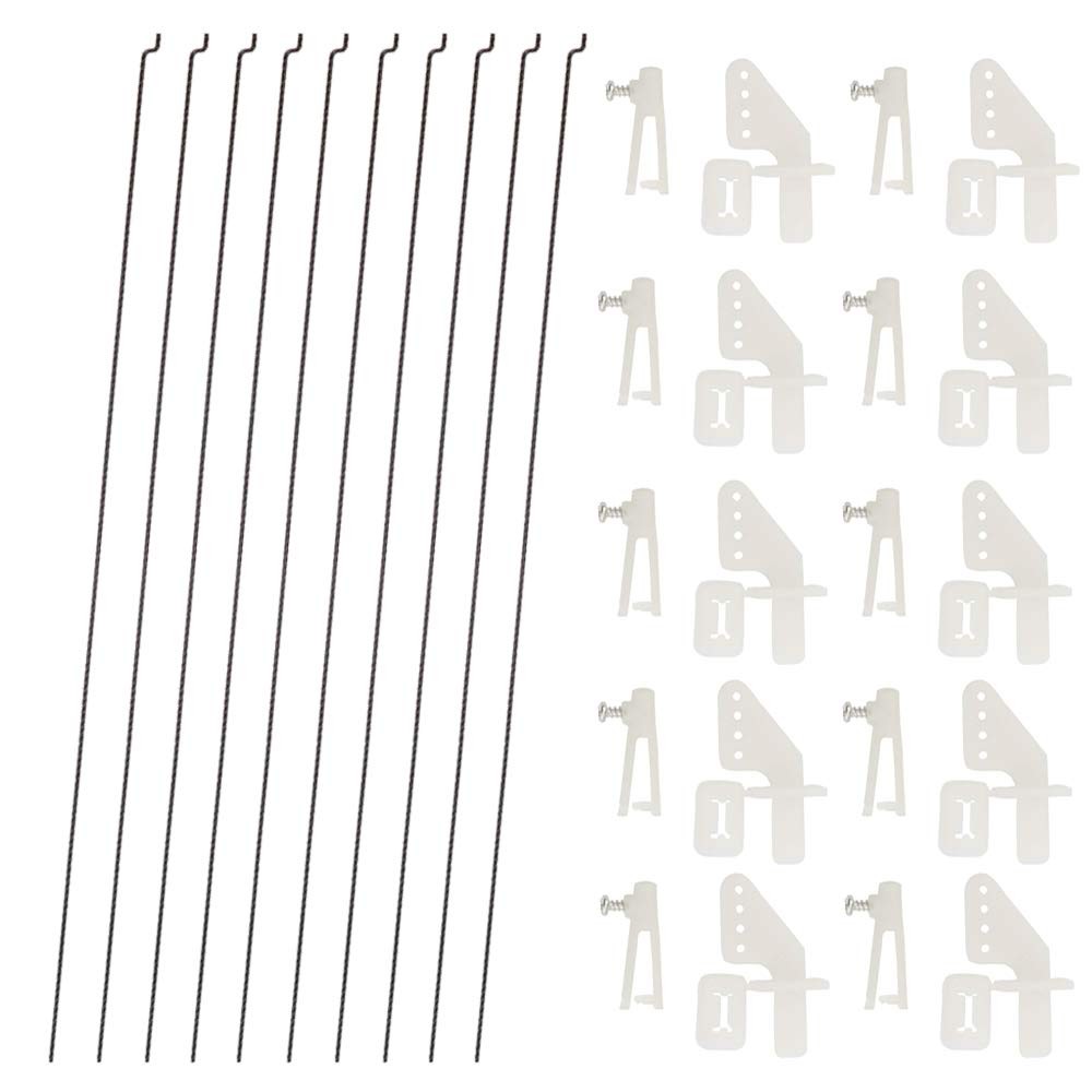 10 PCS 0.047×10.24″ Steel Pushrods And 10 PCS Nylon 0.79×0.43″ Lock on Control H