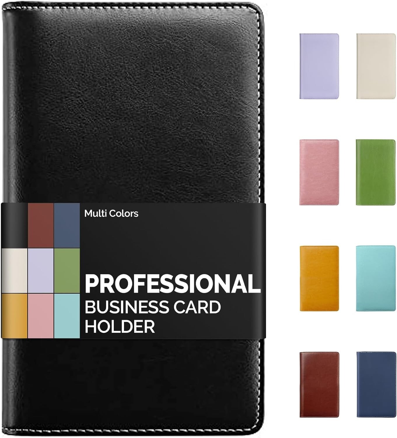 sooez leather professional business card book holder organizer, 240 card, black