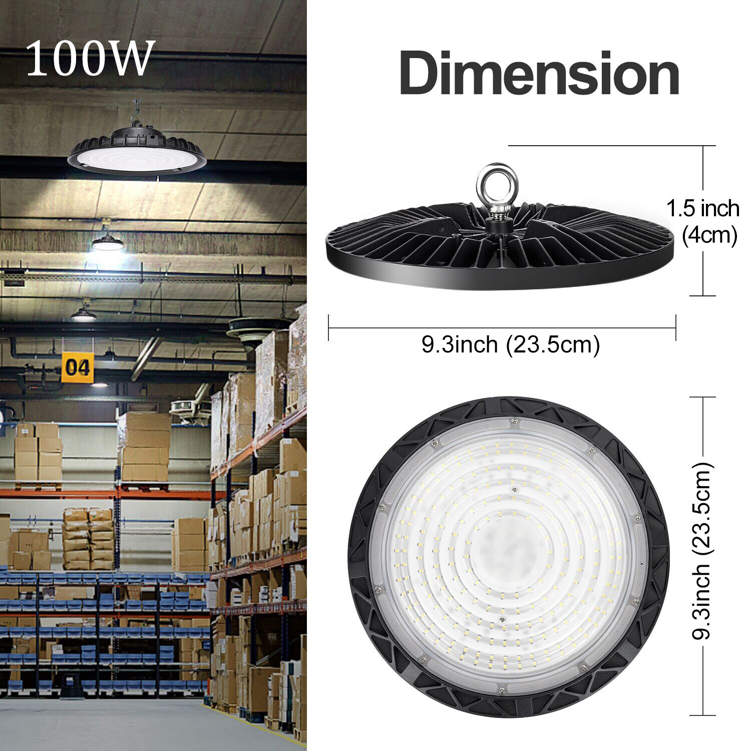 4Pcs 100W UFO LED High Bay Light Commercial Warehouse Factory Lighting Fixtures