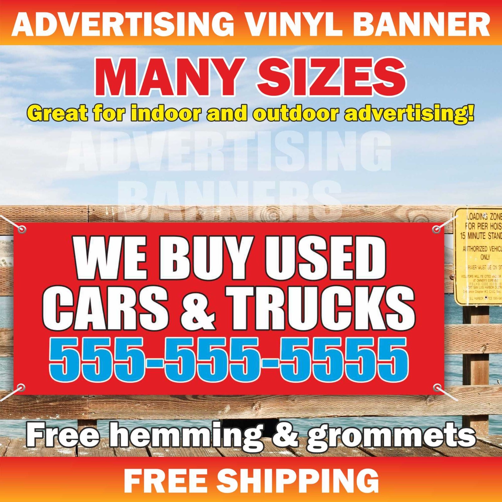 WE BUY USED CARS TRUCKS Advertising Banner Vinyl Mesh Sign auto trailer service