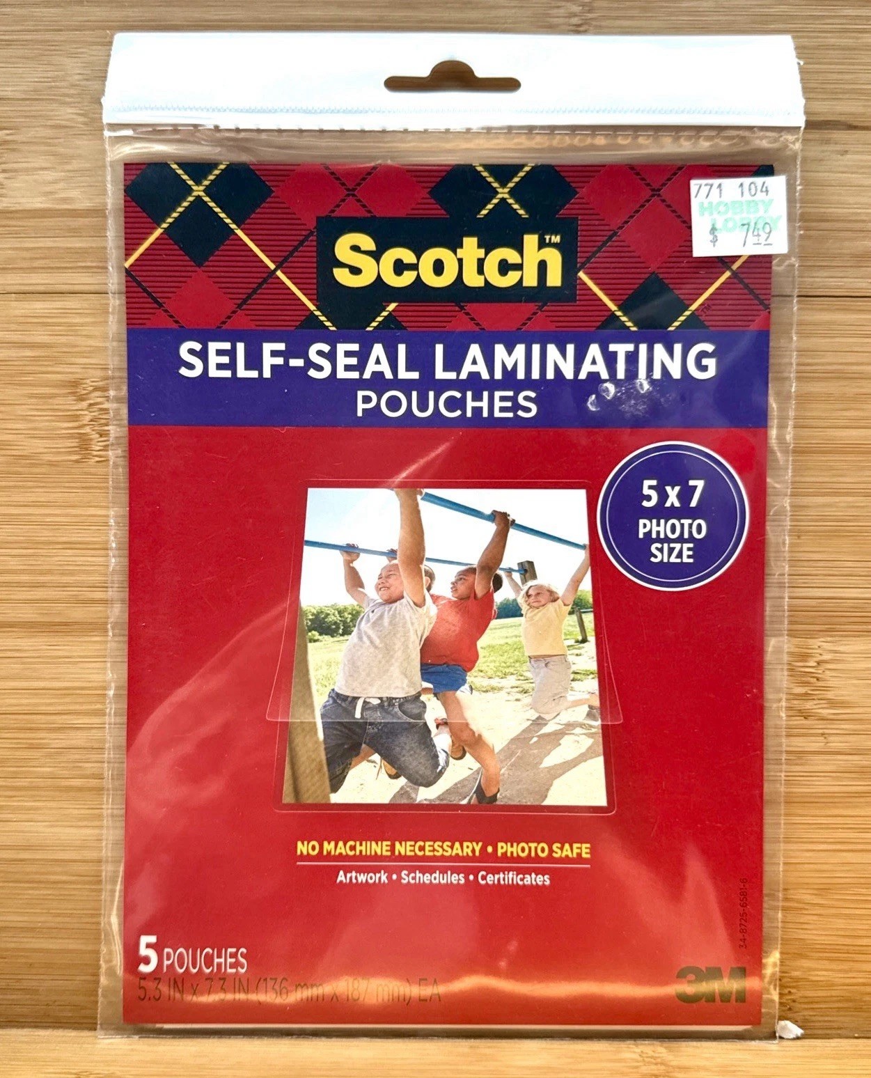 Scotch 3M Self-Sealing Laminating Pouches – 5″x 7″ Document/Photo Size – 5 Pack