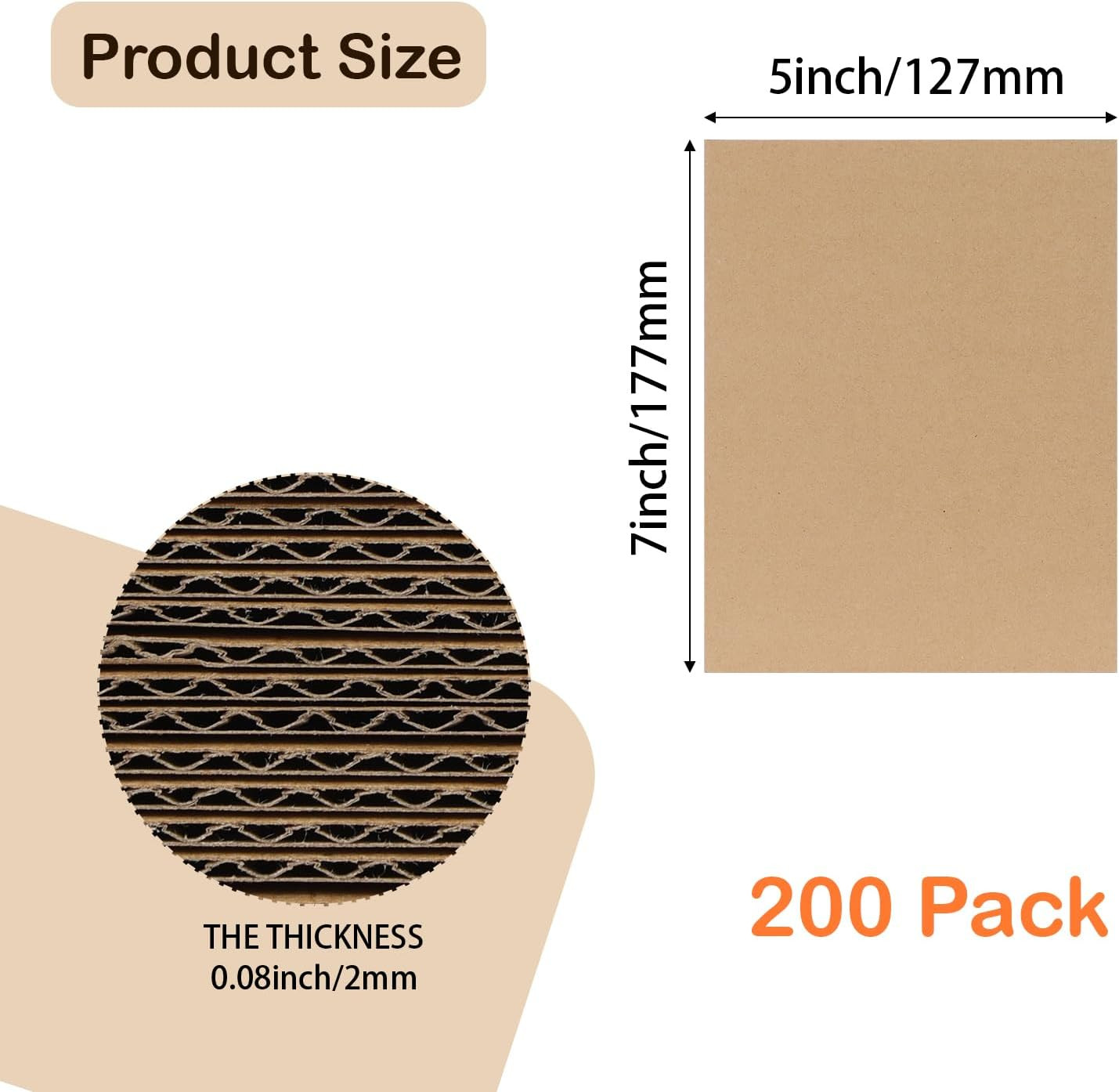 5X7 Corrugated Cardboard Sheets Set of 200, Flat Card Boards Inserts for Craf…