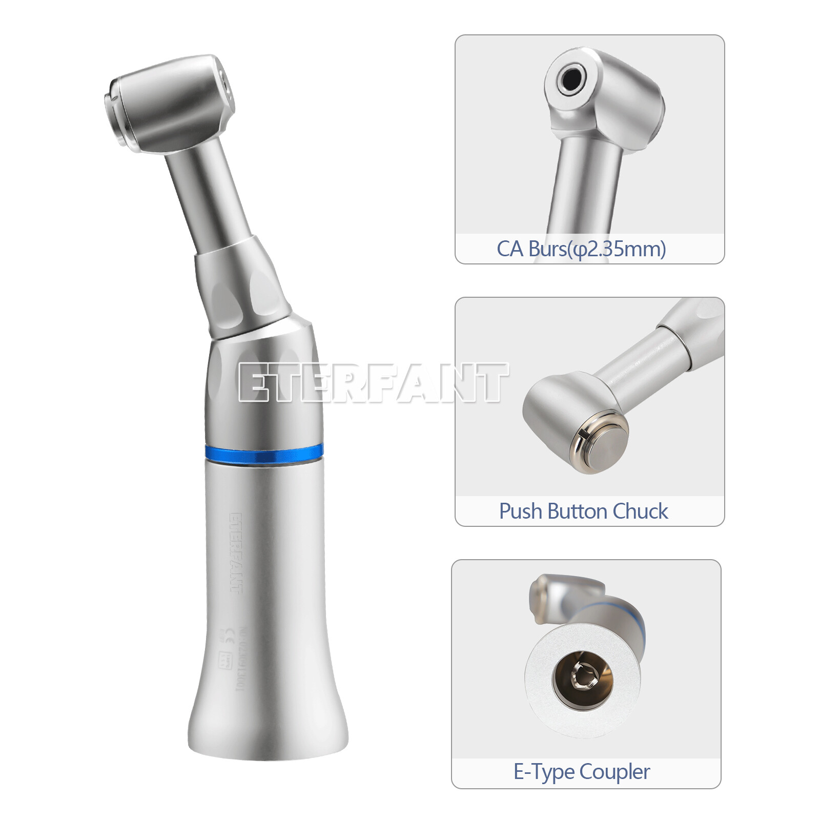 ETERANT Dental Low Speed Contra Angle Push Button/Air Motor Micromotor 2Hole