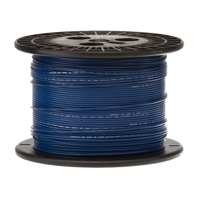 28 AWG Stranded Hook Up Wire, Blue, 250 ft, 0.0360″ Dia, UL1429, 150V