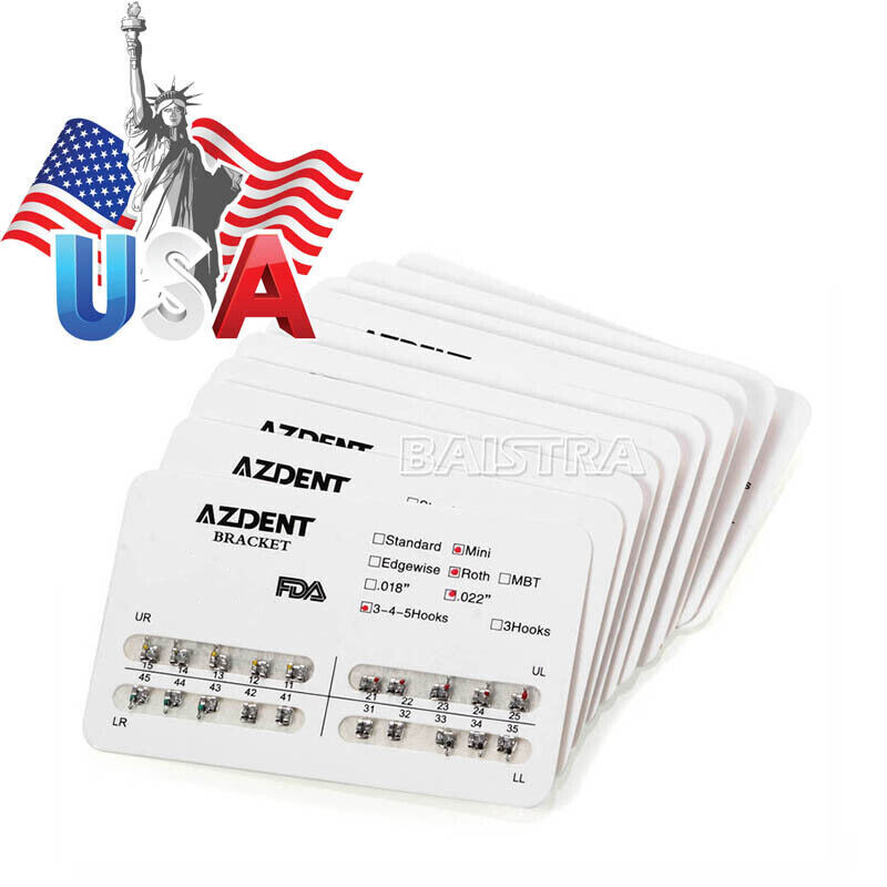 Dental Orthodontic Metal Brackets Braces Mini/Standard Roth/MBT.022 Hooks 345