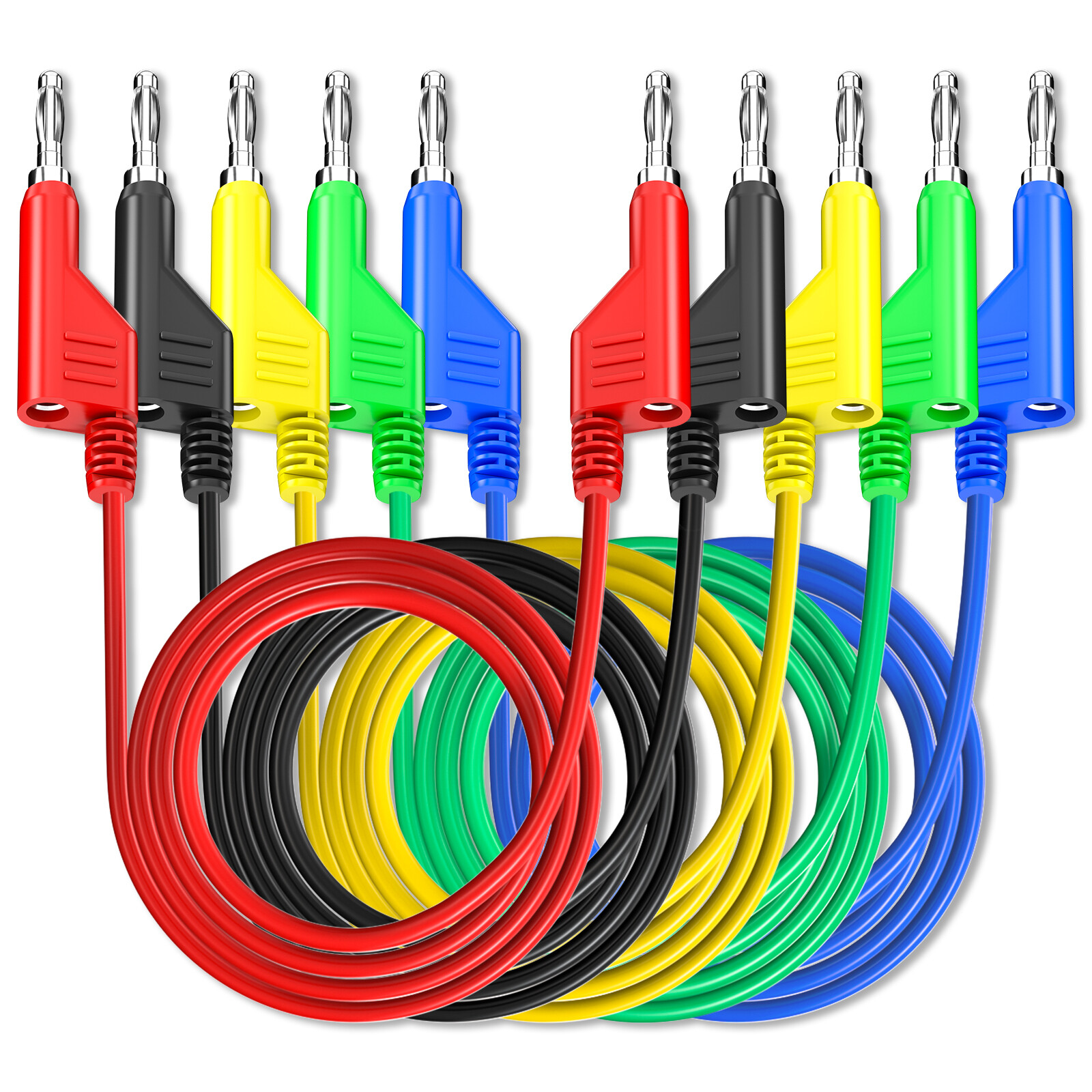 5PCS Stackable Banana to Banana Plug Test Lead Soft Cable for Multimeter