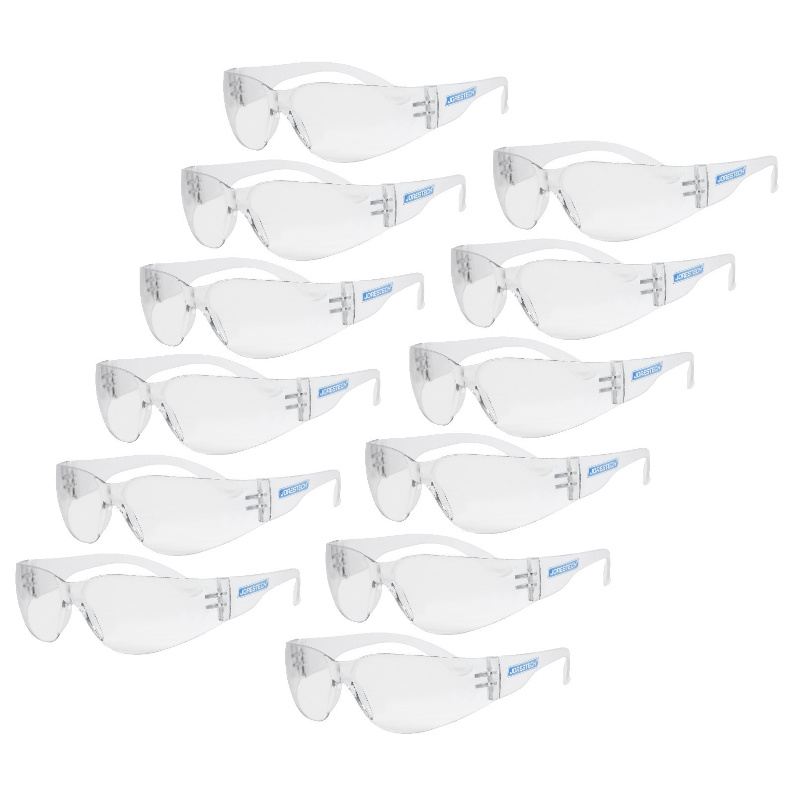12 PAIR JORESTECH CLEAR UV LENS LOT SAFETY GLASSES BULK NEW