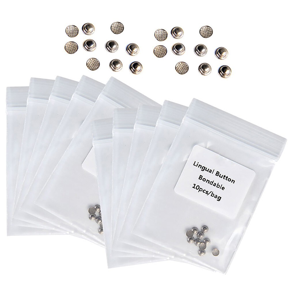100pc Dental Orthodontic Lingual Buttons Stainless Steel For Bondable Round Base