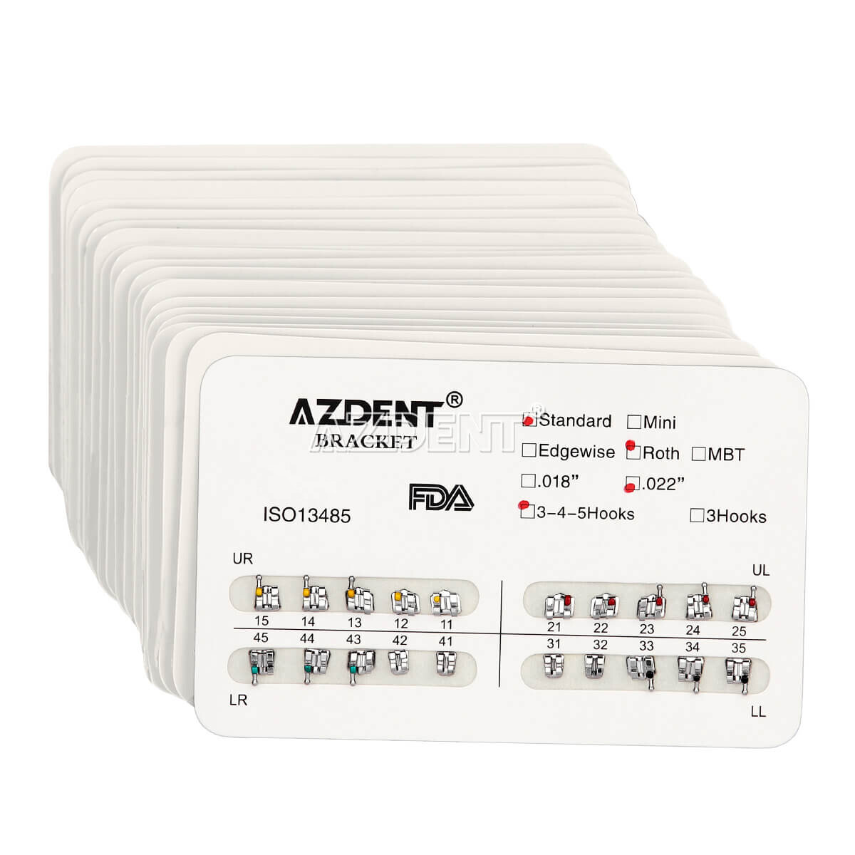 20 Packs AZDENT Dental Orthodontic Brackets Braces Standard Roth.022″ Hooks 345