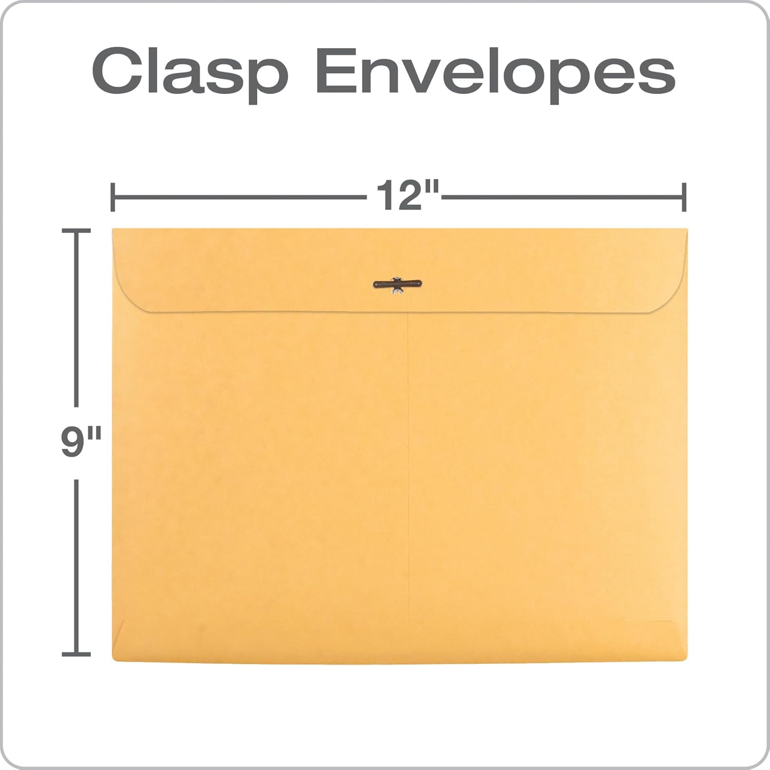 9 X 12 Clasp Envelopes, Deeply Gummed Flaps for Permanent Secure Seal, Great for