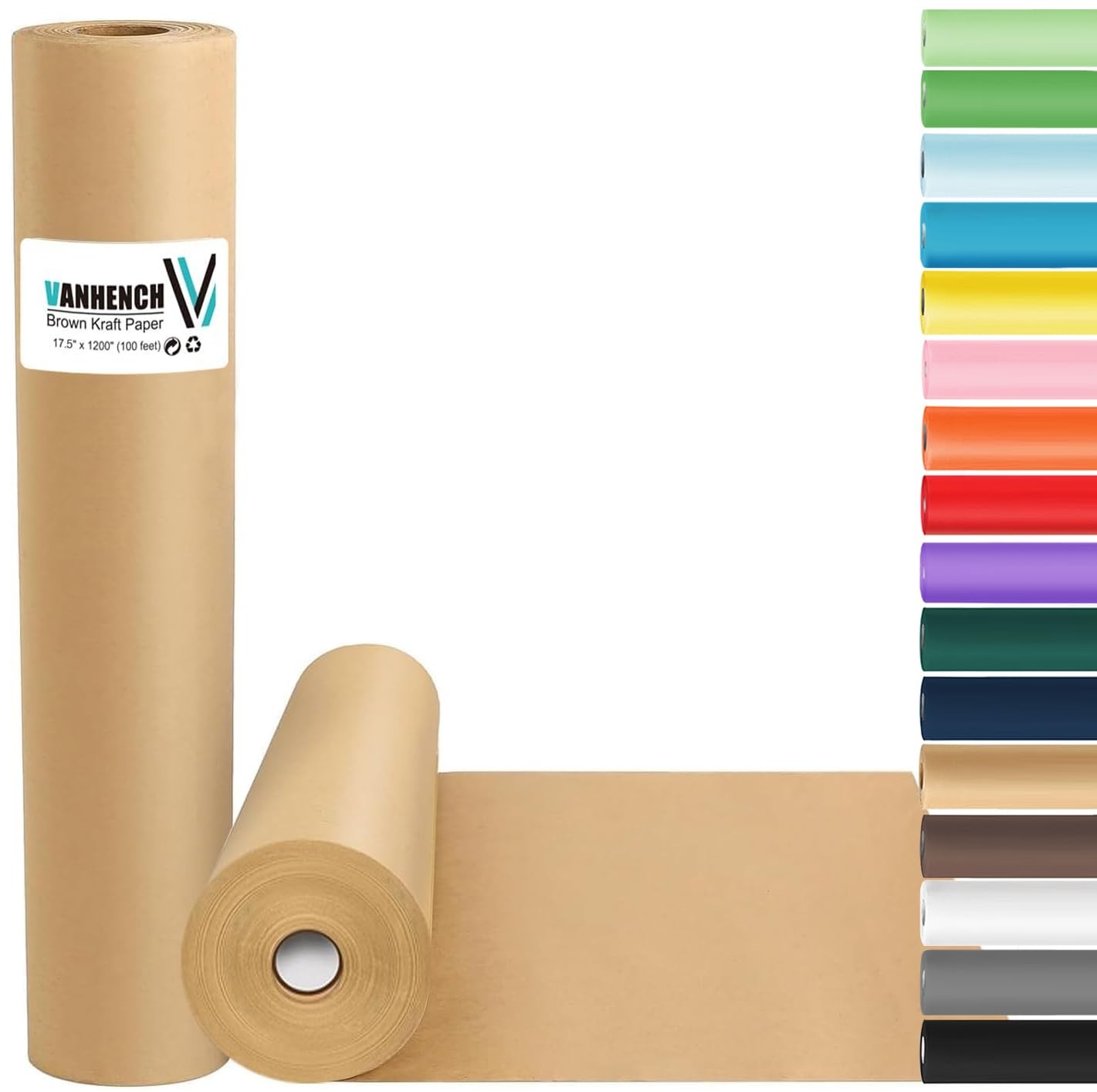 Brown Wrapping Paper Roll, Craft Kraft Packing Paper 17.5″x 1200″100′ for Bir…