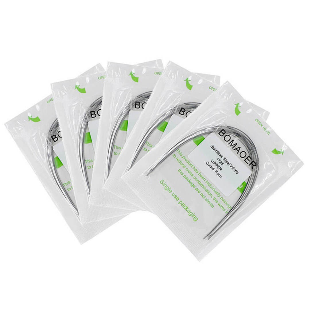 50×Dental Ortho Stainless Steel Rectangular Arch Wire Ovoid Form 17×25 Upper