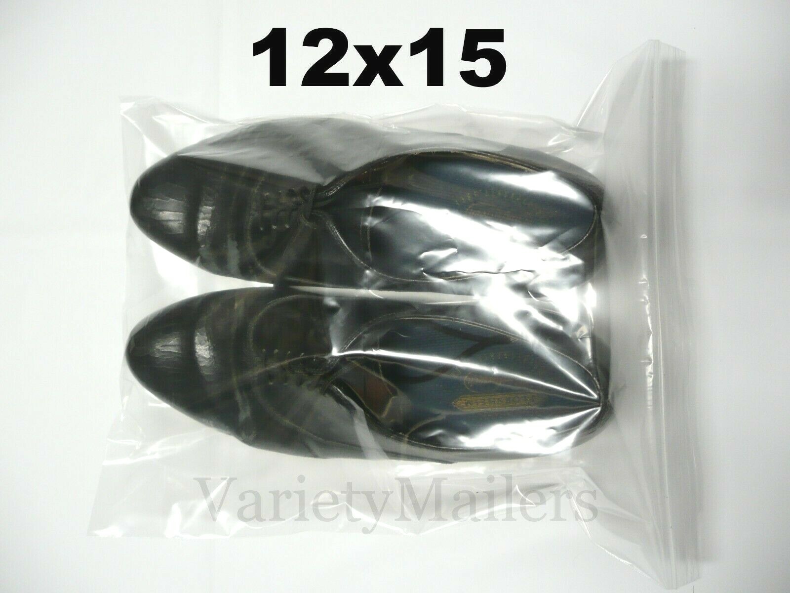 15 Large Reclosable Bags 12”x 15” Clear 2 Mil Food Grade Zip-Top Bags