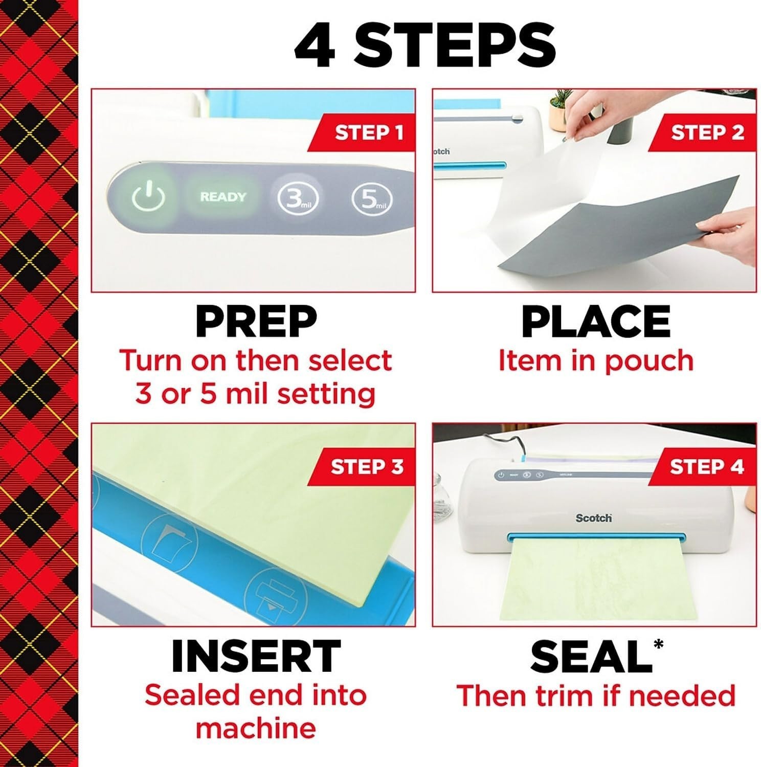 Scotch Thermal Laminating Pouches 5×7-inch, 5 Mil., Clear 100/PK