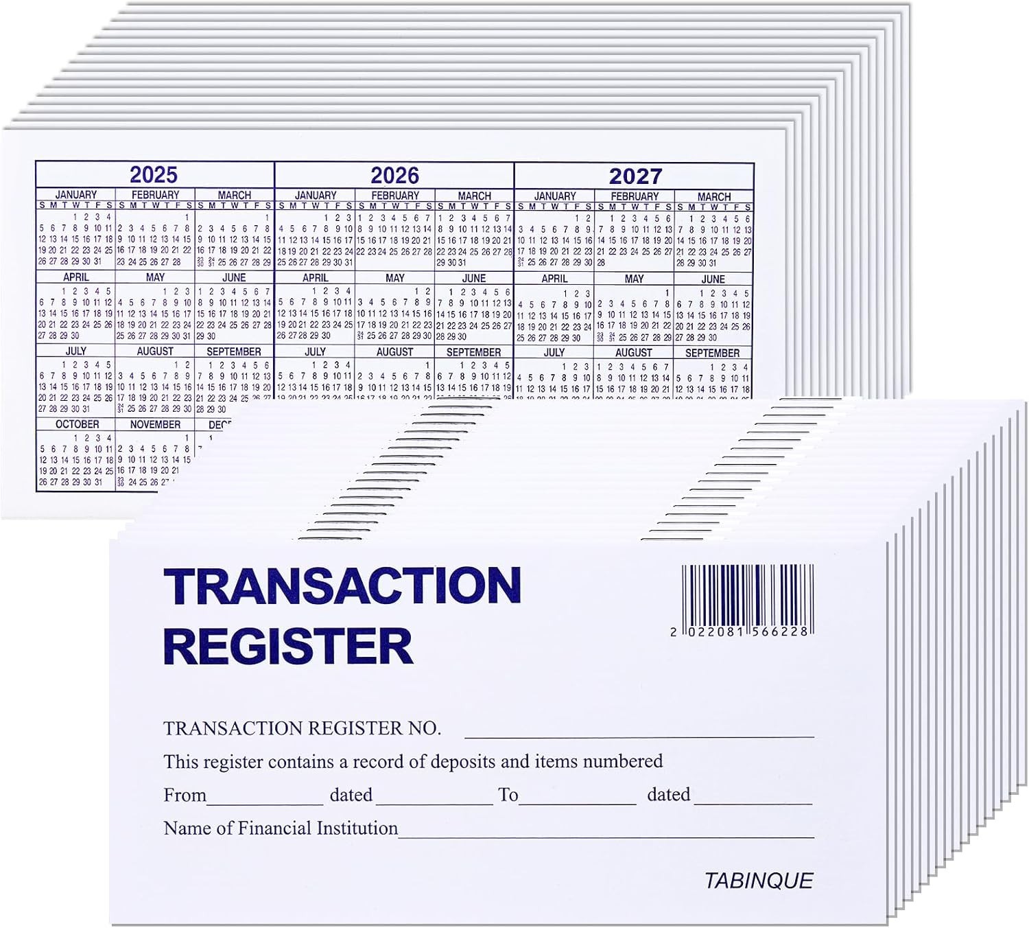 24 Pcs Check Registers for Personal Checkbook, Easy to Read Checkbook Register