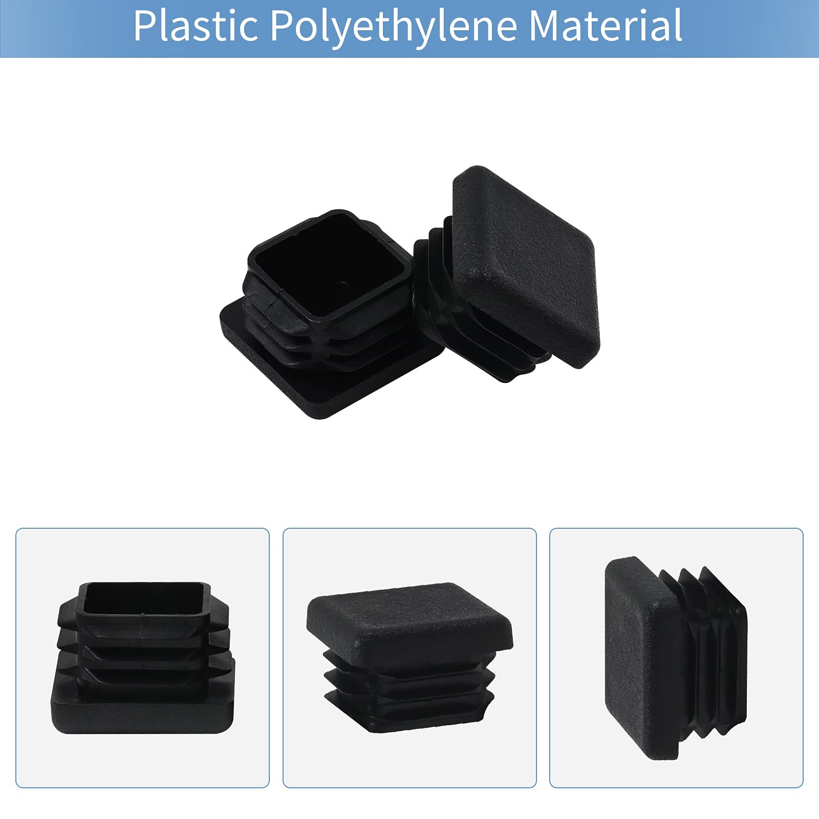 1 1×1 Square Tube End Cap Plastic Plugs 12 Pack, 1×1 1 Inch Square Tubing Plu…