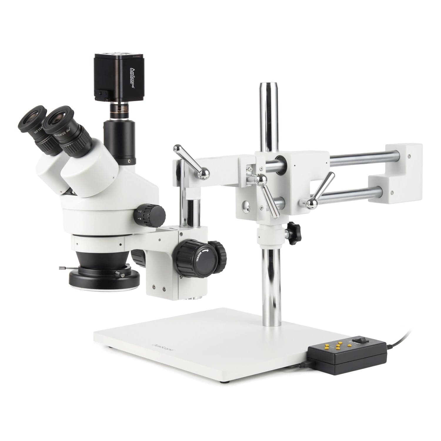 AmScope 7X-135X Trinocular Stereo 2-Arm Boom Microscope 8MP HDMI/WiFi/LAN Camera