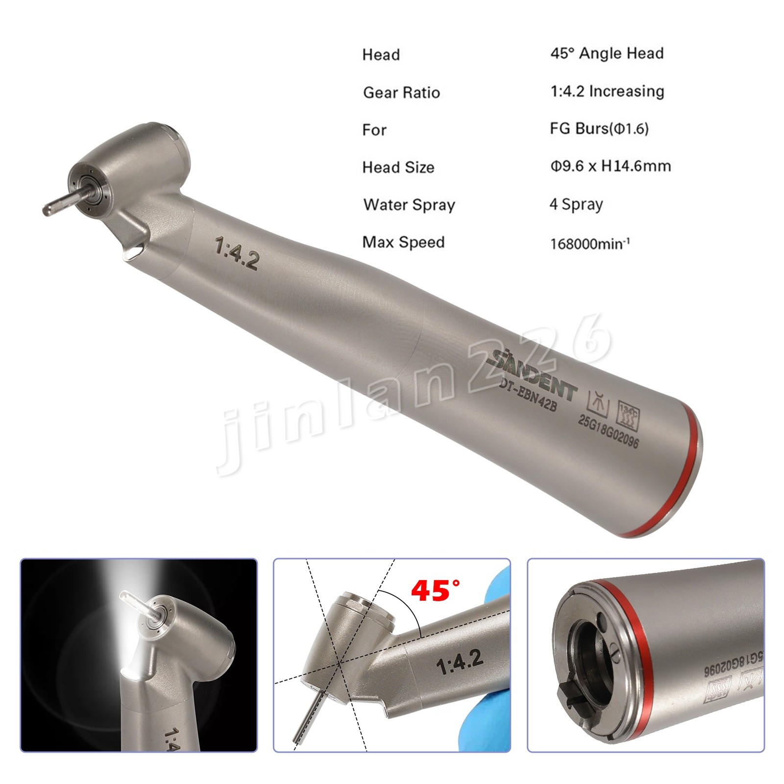 SANDENT Dental Brushless LED Electric Micro Motor 1:4.2 LED Handpiece
