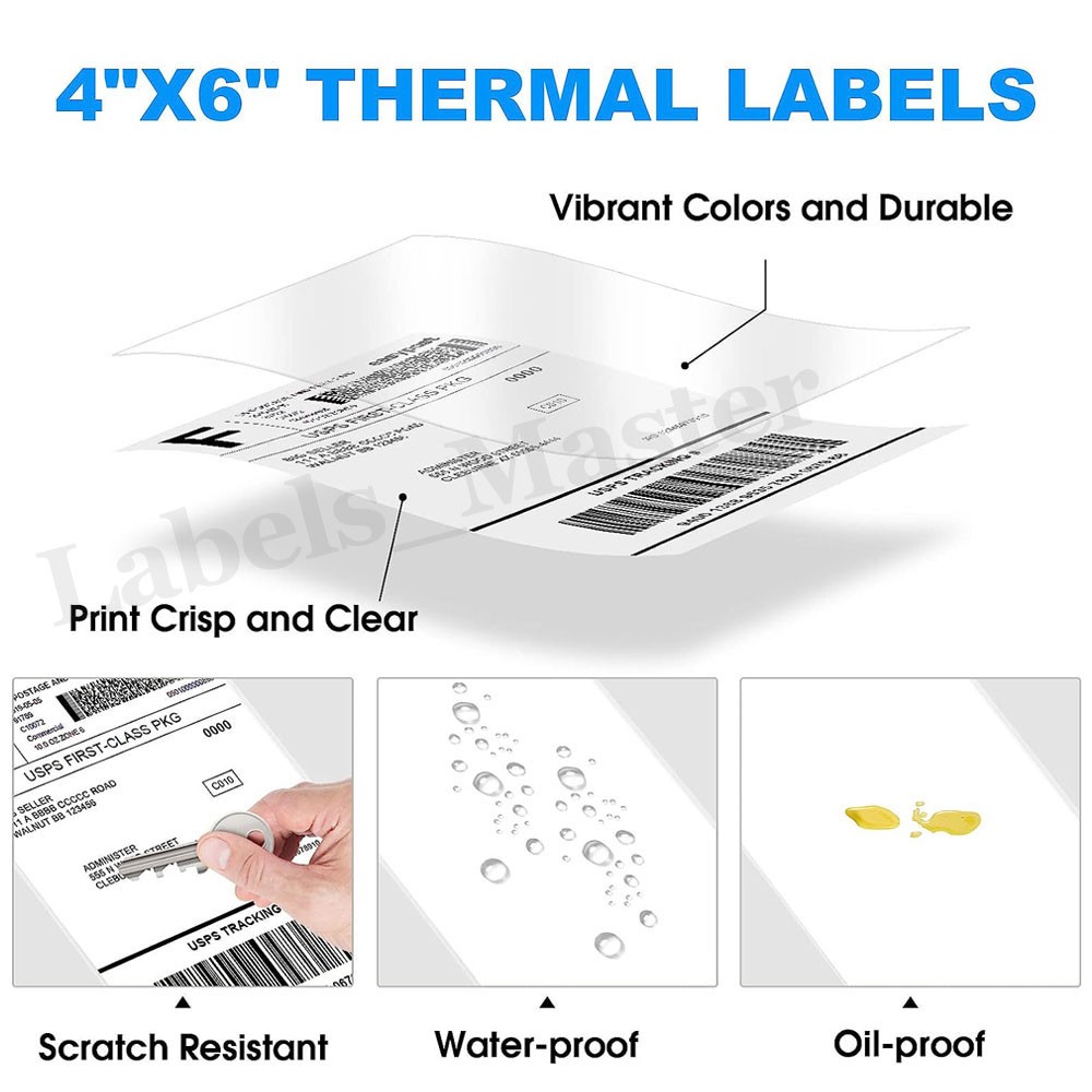 4×6 Fanfold Direct Thermal Shipping Labels for Zebra & Rollo Printers and More