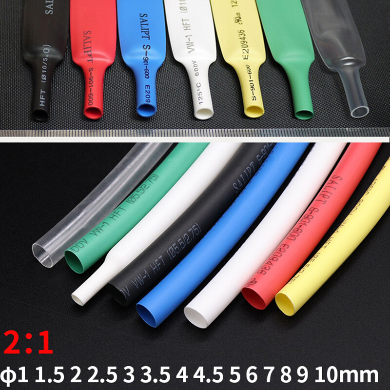 1Roll Dia. 1 2 3 4 5 6 8 10 ~ 30mm Heat Shrinkable Tube shrink Tubing L200/100M
