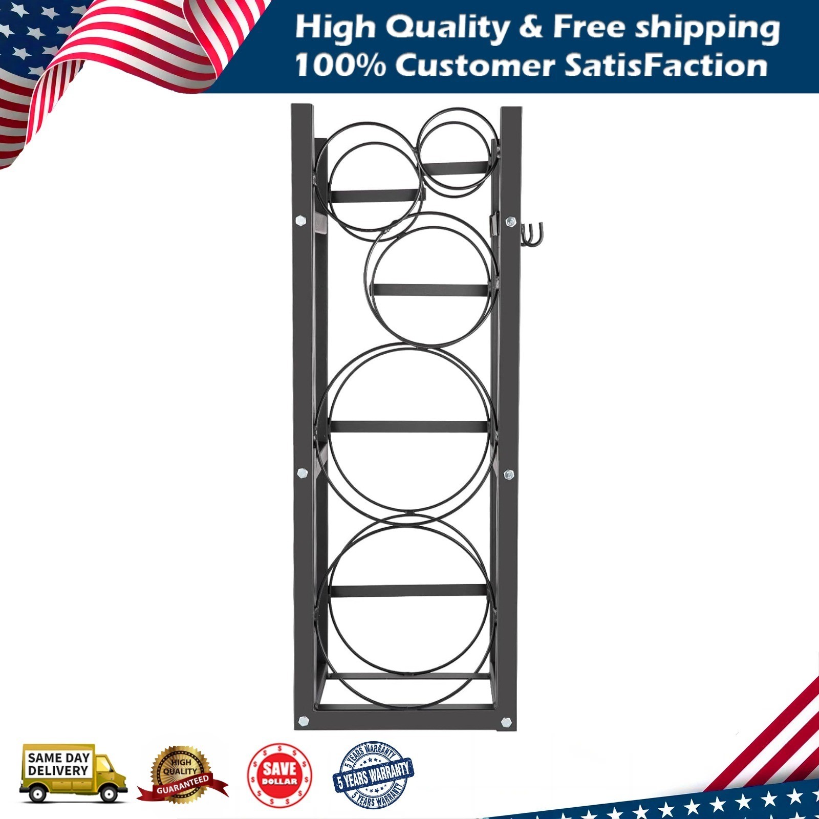 Refrigerant Tank Rack 2 x 30lbs and 3 Small Tanks Rack Bottle Tanks & Holder USA