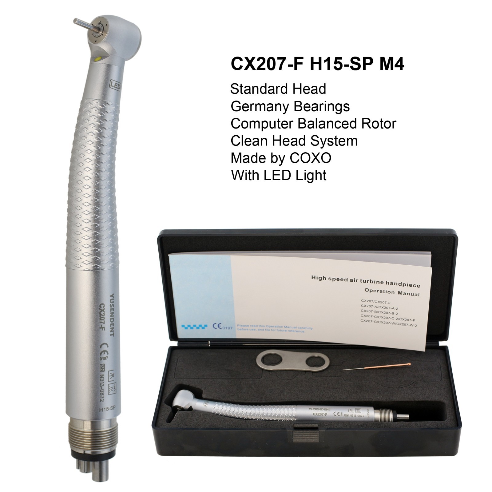 COXO Dental High Speed Turbine 4 Hole LED Handpiece Self Power E-generator NSK