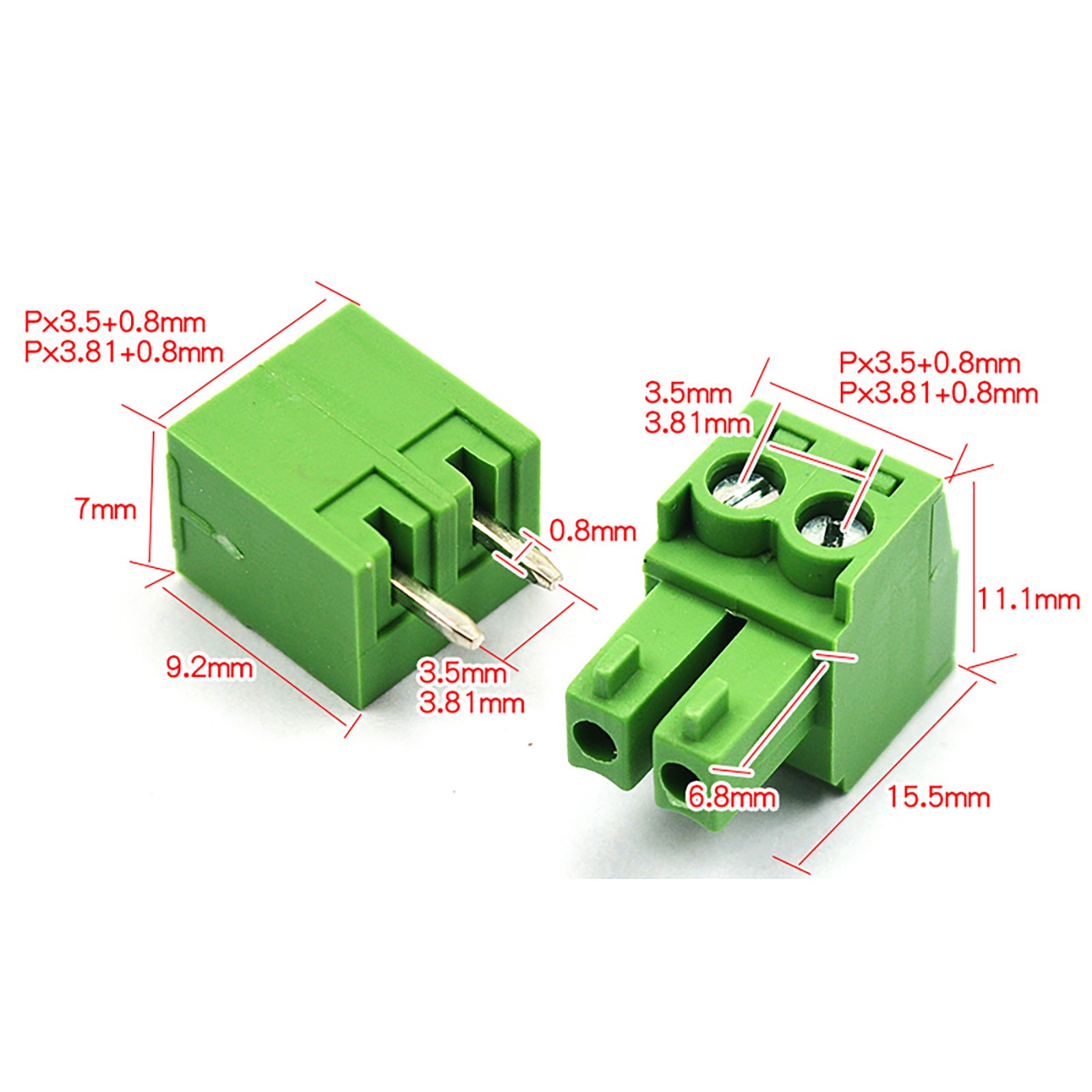 PCB Terminal Block Ramps Connector 3.81mm Plug-in Screw 2 3 4 5 6 7 8 10-24 PIN