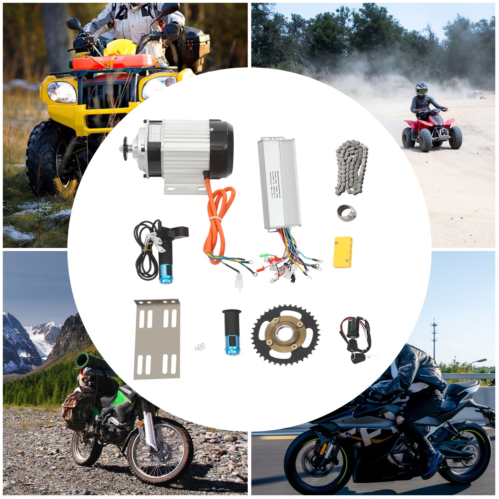 48V 1000W E-Bike Conversion Kit, Brushless Motor for Tricycle Bicycle Scooter