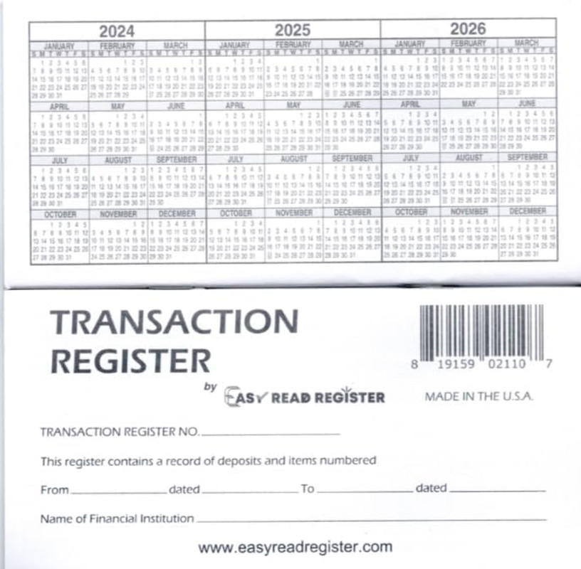 12 Check Registers for Personal Checkbook – Made in the USA – Checkbook Ledger T