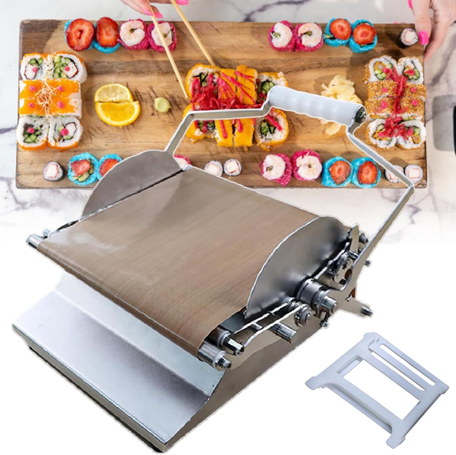 Commercial Round Sushi Roll Machine Stainless Sushi Maker Rice Roll With 3 Mould