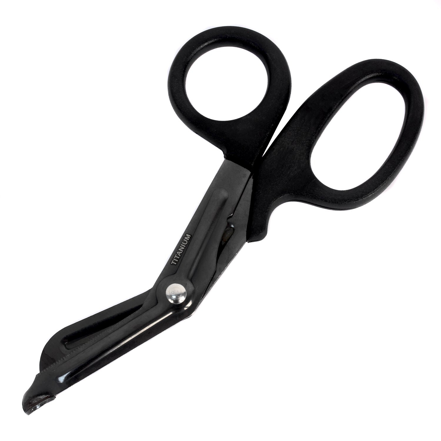 Titanium Bonded Bandage Shears Scissor 7 1/4″ Bent Tactical Stealth Black – 2CT