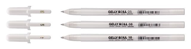 Gelly Roll Basic White Gel Pen Set of 3, Assorted Sizes | Opaque Pens for Hig…