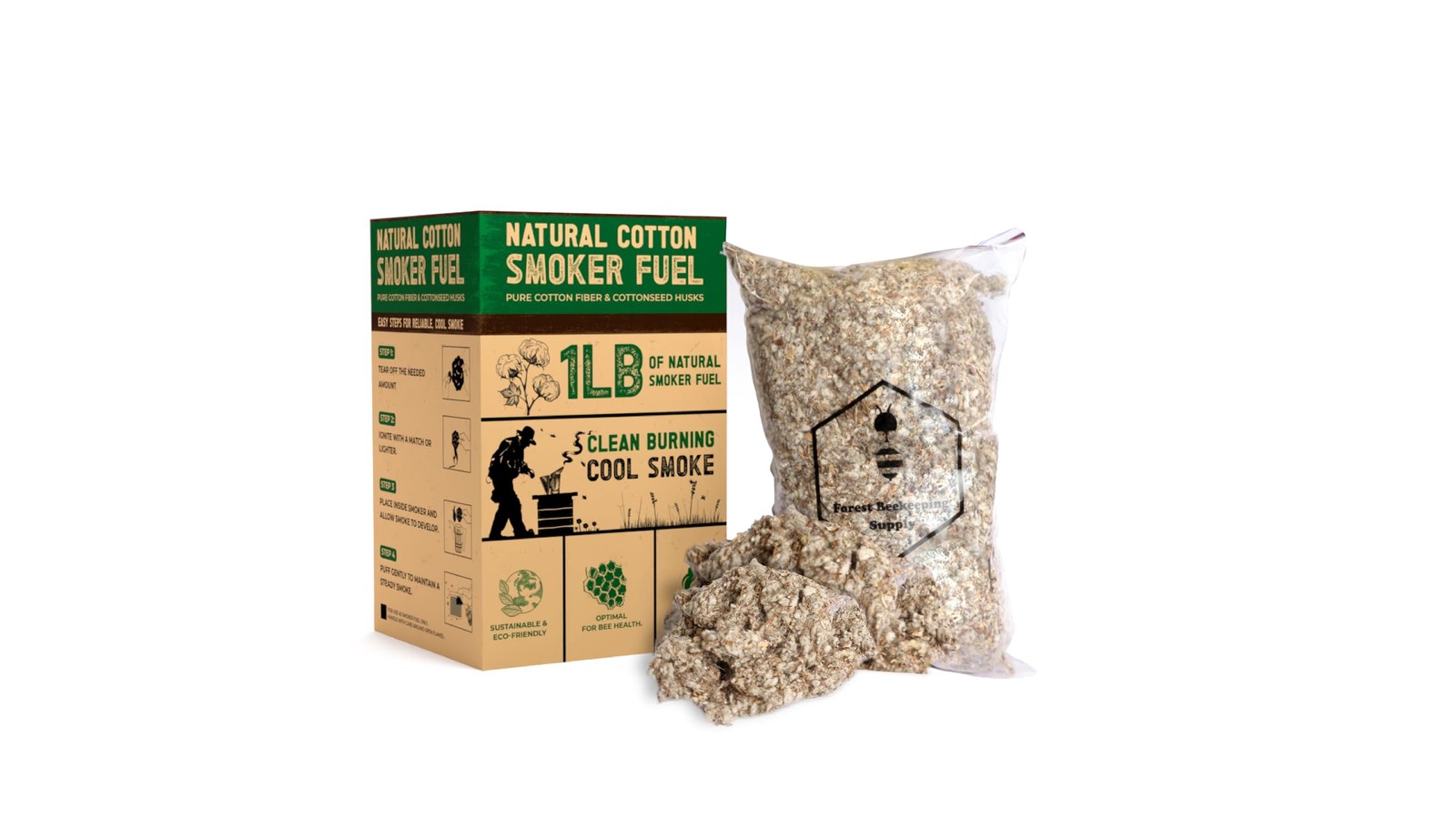 -Hive bee Smoker Fuel | All Natural Cotton Fiber |1 LBS Bag