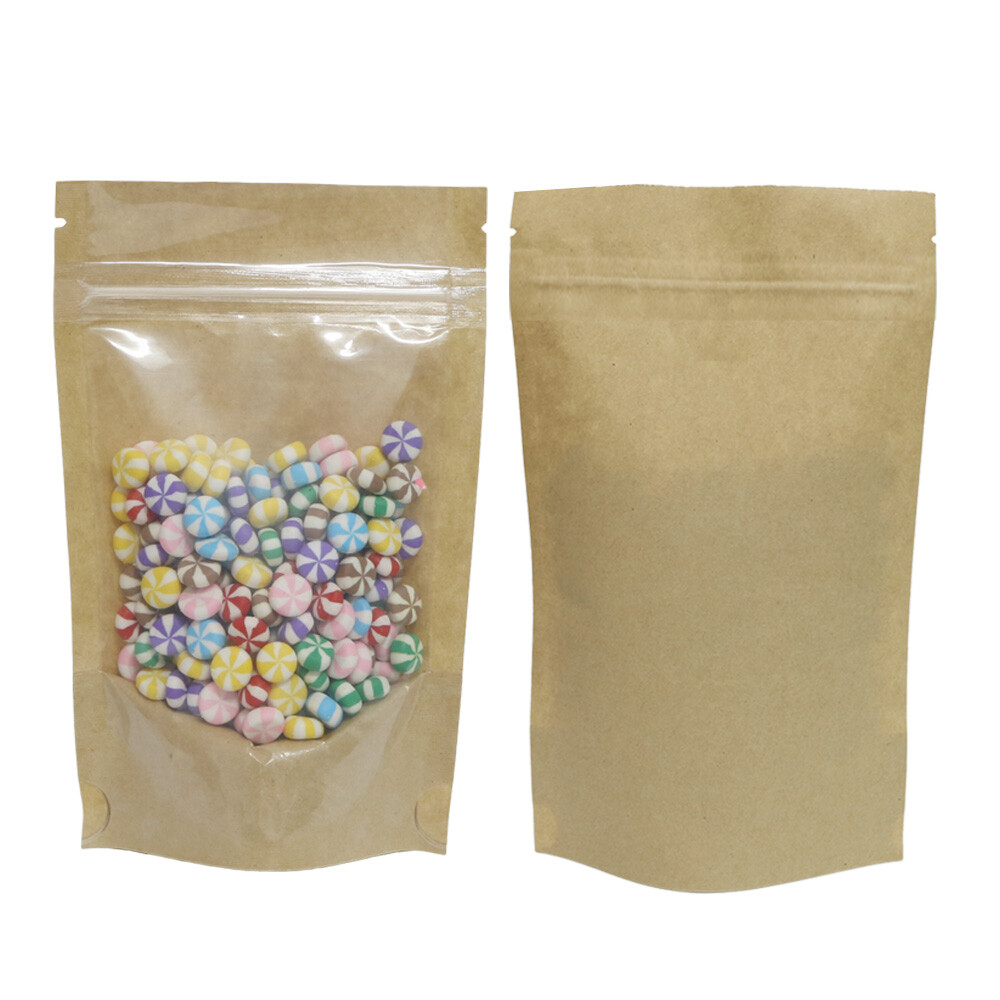 50/100 Clear Kraft Paper Resealable Stand Up Zipper Seal Lock Pouch Food Storage