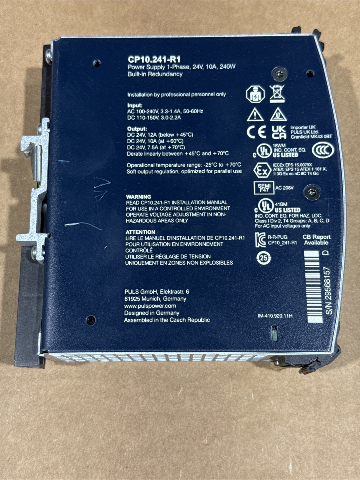 PULS Poole Power Supply CP10.241-R1 AC 100-240v