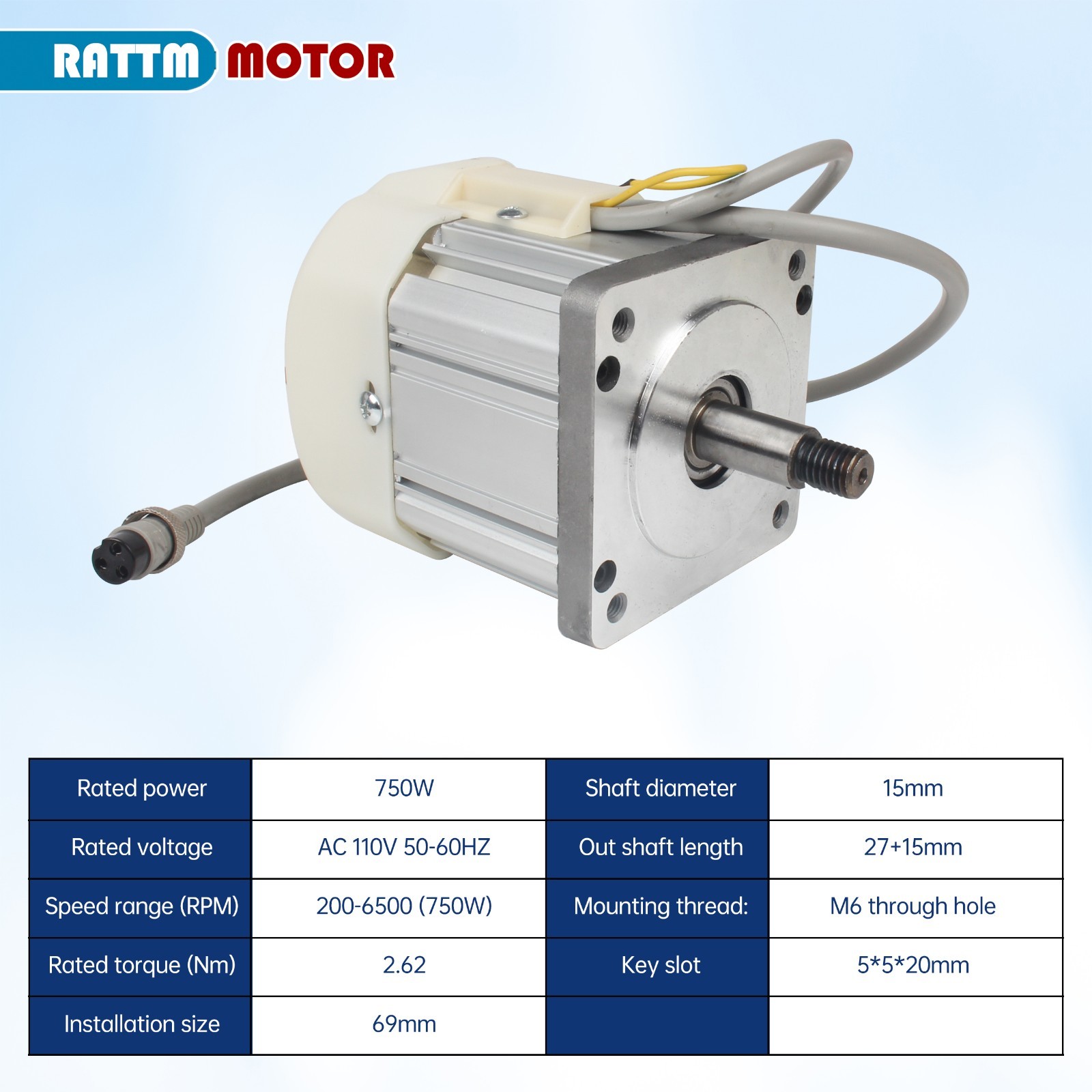 『US』AC110v with Threaded Shaft Brushless Servo Motor +Servo Speed Controller