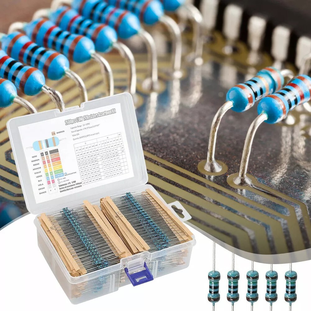2600 Pcs 130 Values 1/4W 0.25W 1 ohm- 3M ohm Resistors Kit Assortment Set 1%