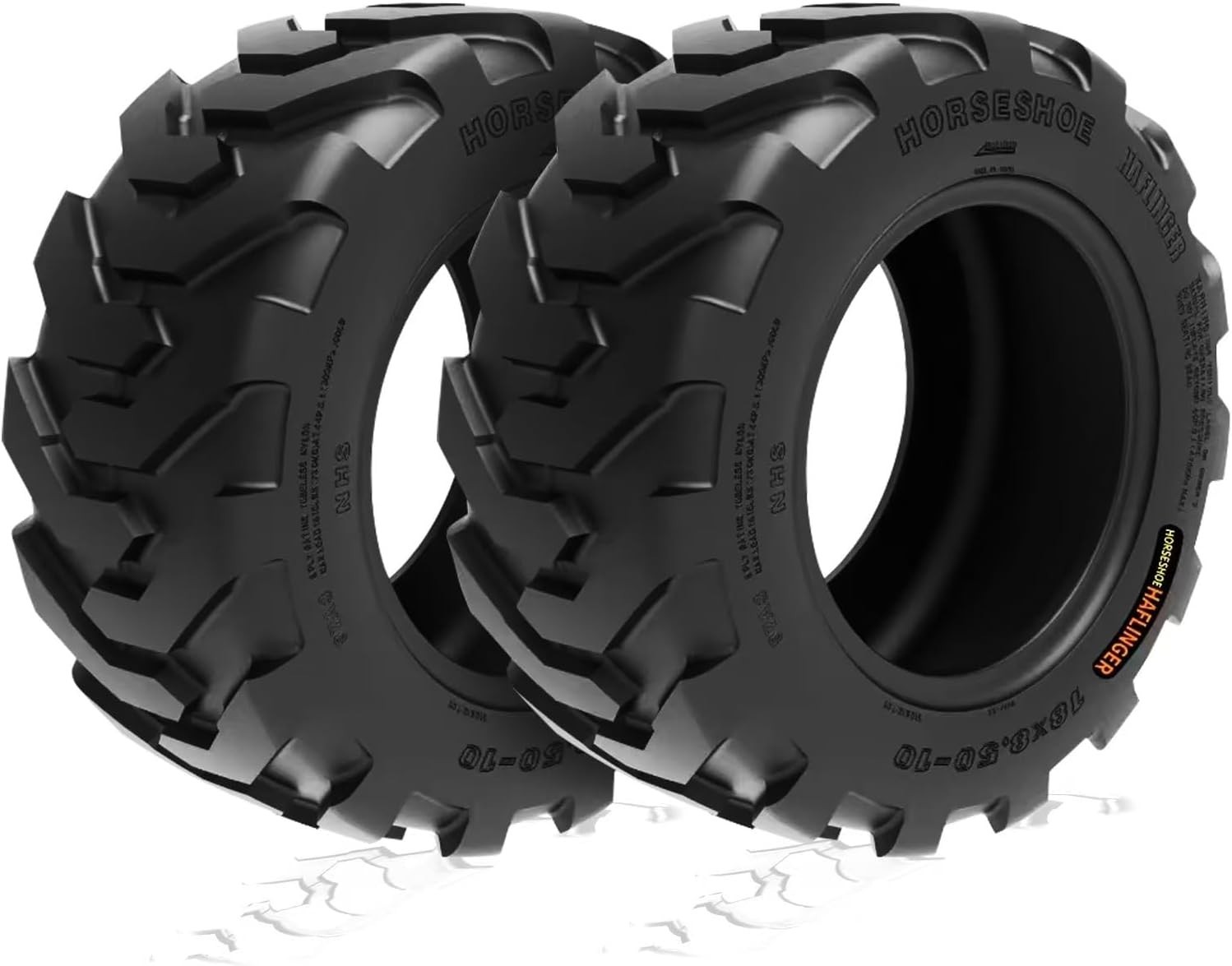 2 New 20×8.00-10 Skid Steer Tires 8PR LRD HAFLINGER Heavy Duty Rim Guard Wall TL